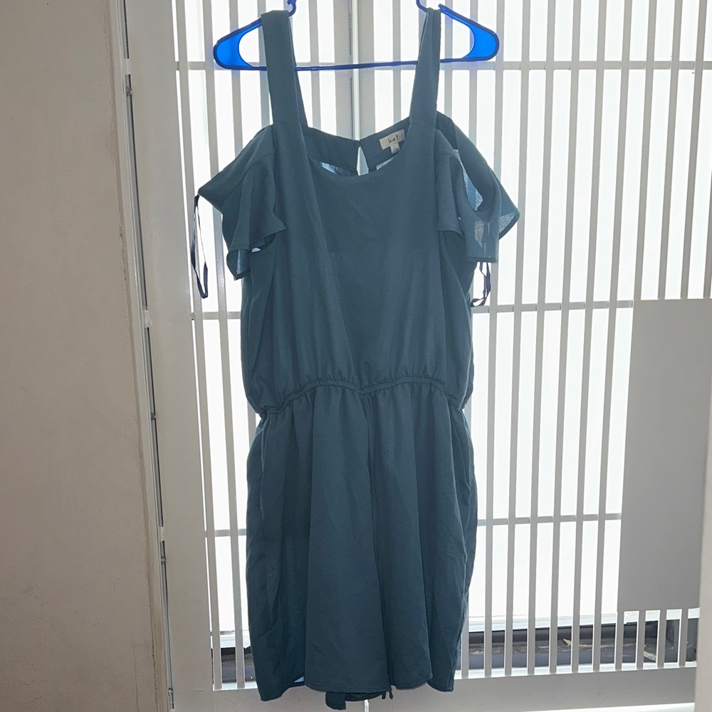 Teal Cold-Shoulder Summer Dress